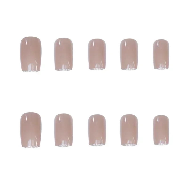 24Pcs/Box Sequins Fake Nails Press On  False    Nail Tips With Glue Sticker Nail Set   Nail Art