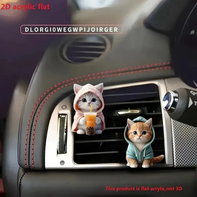 1pc Vintage Cute Kitten Car Perfume Accessories Car Air-conditioner Air Outlet Bodysuit Cat Fragrance Clip Decoration