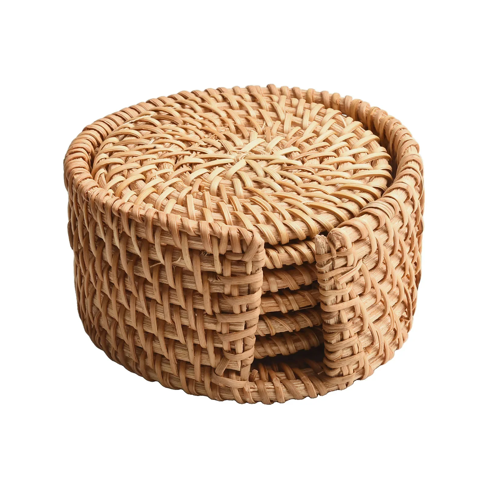 Sustainable Natural Material Coasters Set of 6 Handwoven Round Mats Perfectly Designed to Shield Tables from Heat