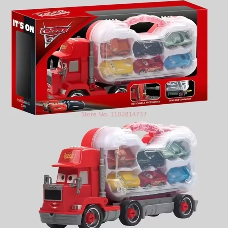 Disney pixar carros brinquedo conjunto pull-back caminhão modelos relâmpago mcqueen jackson tempestade mack veículos de jogo das crianças presente colecionável