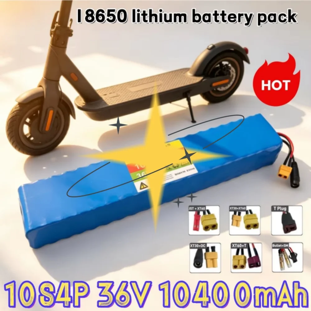 10S4P 36V 10400mAh Lithium Battery for Electric Scooter 18650 36V 10.4Ah High Capacity Replacement Scooter Battery