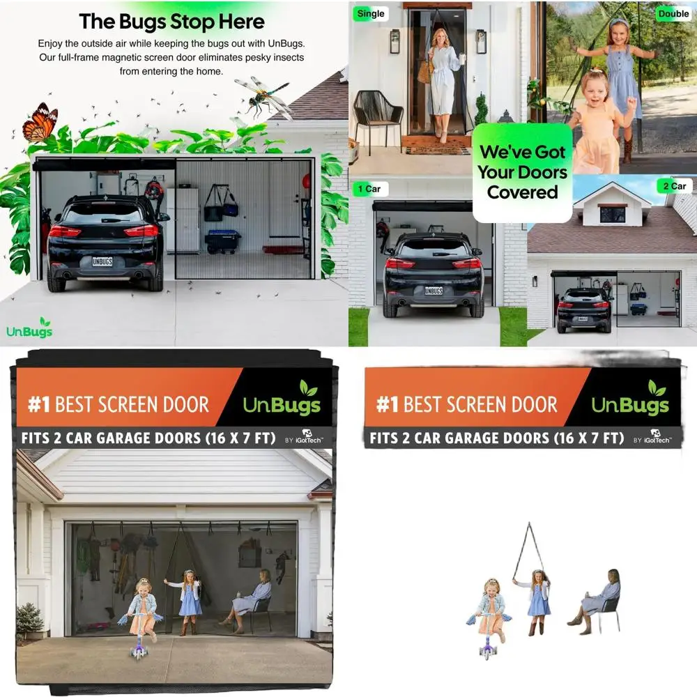 

Самозакрывающийся магнитный гаражный экран для двойных дверей шириной до 16 футов по высоте x 7 футов — безопасный для домашних животных и детей, сохраняет ошибки