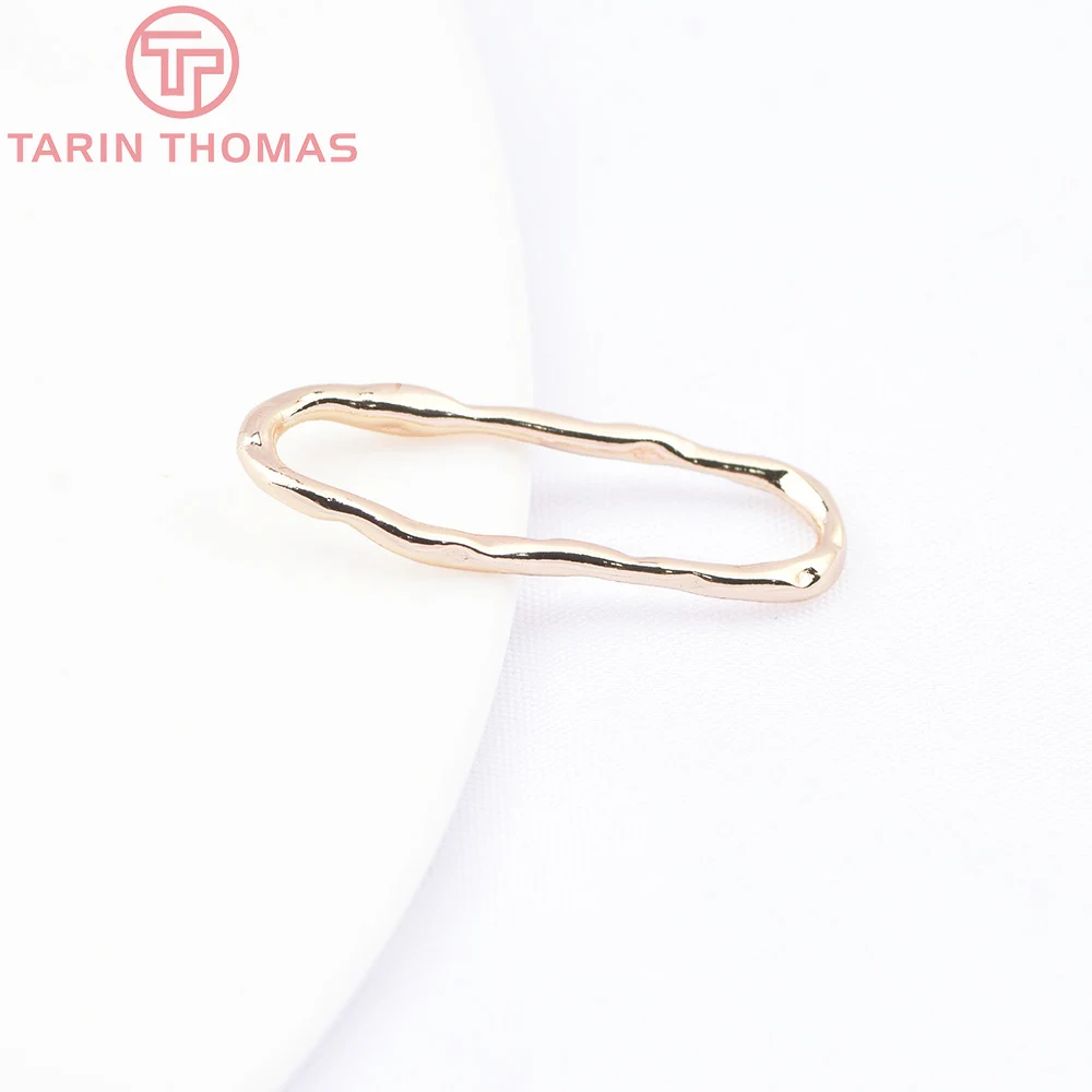 (9088) 6PCS 9x24MM 24K Gold Color Brass Irregular Oval Circle Connector Charms High Quality DIY Jewelry Making Accessories