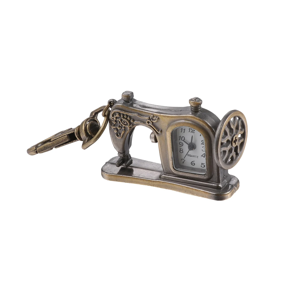 

Retro Watch Keychain Vintage Quartz Portable Creative Sewing Machine Shape Birthday Gift Long Lasting Durable Watches for Men