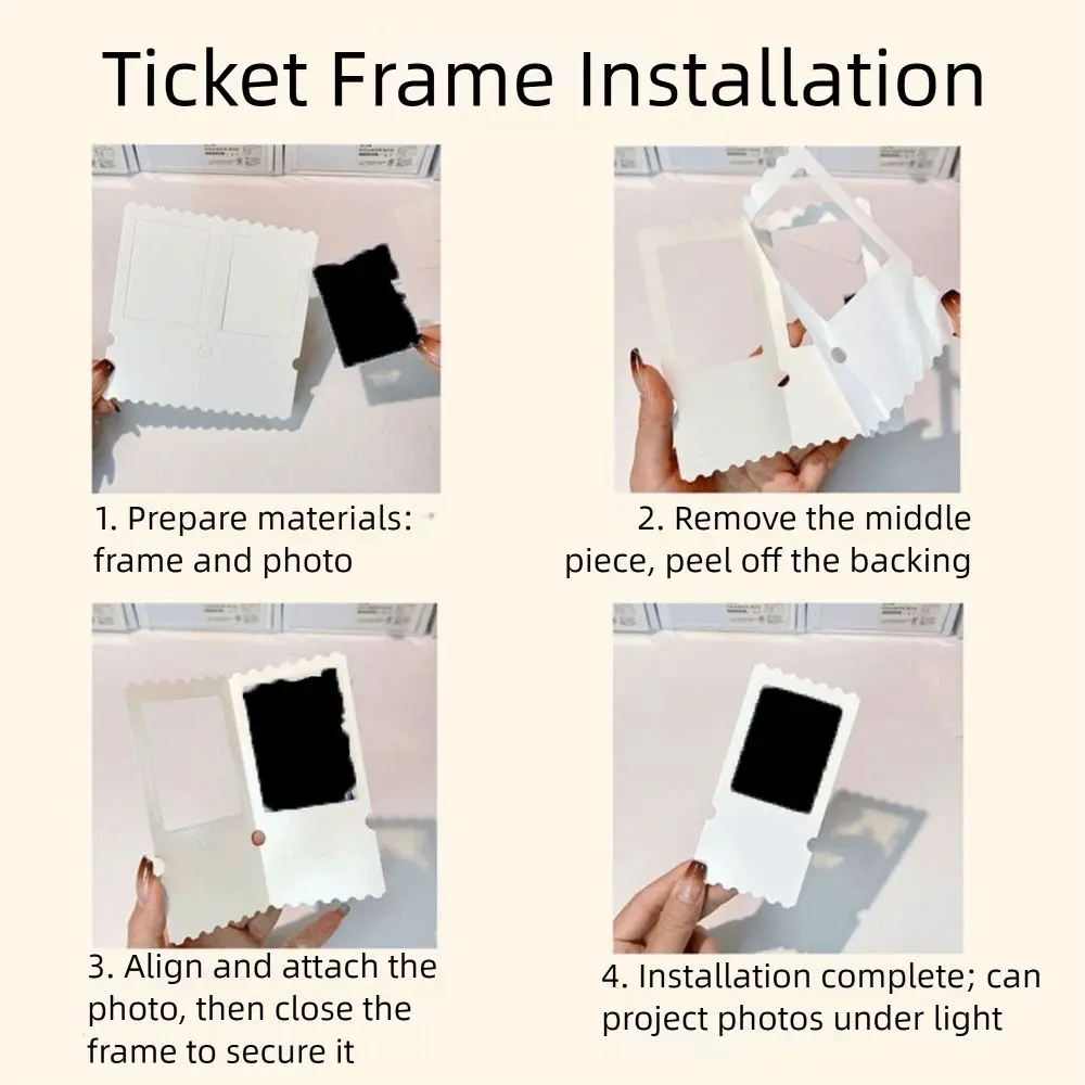 20Pcs Paper Film Ticket Root Bookmark Collectible DIY Scrapbooking Slideshow Transparent Card Peripheral Blank Ticket Root Frame