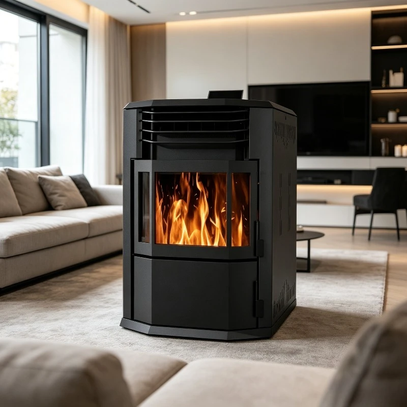 【Best-selling】10kW Automatic Modern Indoor Wood Burner Biomass Pellet Stove Central Water Heating Free-standing for Home Firepla