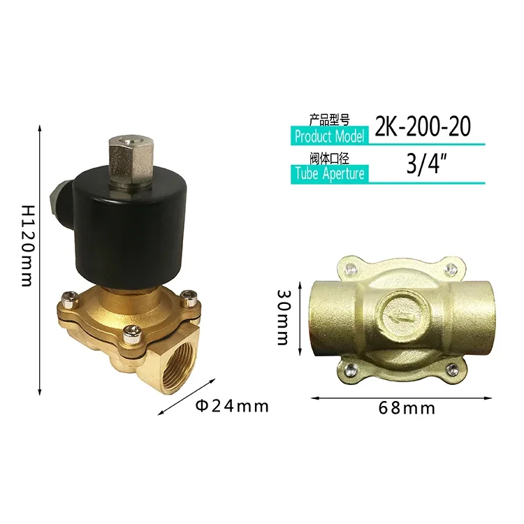 

GOOD-E 2K-200-20 IP68 IP69 Waterproof Diving Coil Normally Open 12V 24V 220V Brass Solenoid Valve for Water Pool Fountain