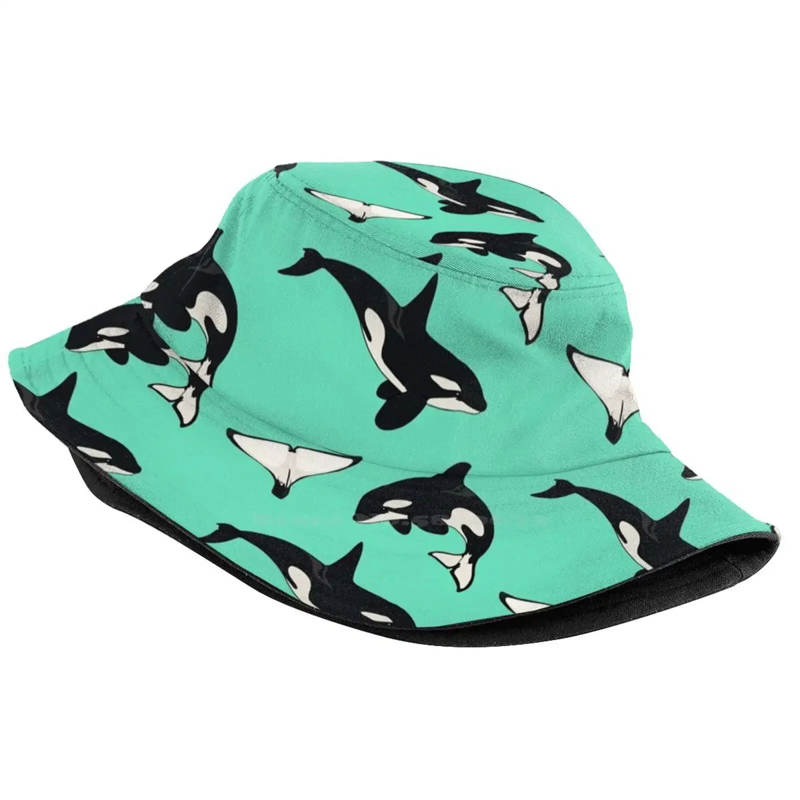 Orca Whale Women Men Fisherman Hats Bucket Caps Orca Whale Killer Cetaceans Pattern Set 3 Seaworld Emptythetanks