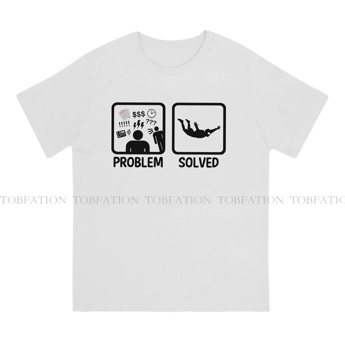 Funny Problem Solved Essential Casual TShirt Sky Diving Skydiving Extreme Sports Printing Tops Leisure T Shirt