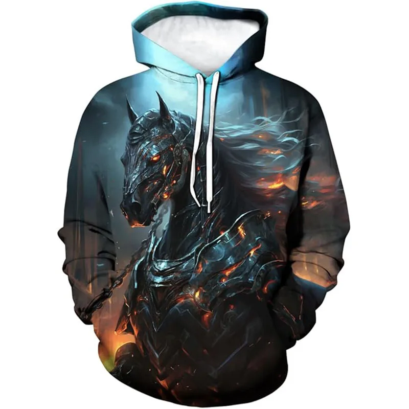 3D Novelty Print Animal Horse Pattern Hoodie For Men Casual Plus Size Pullover Sweatshirt Hoody Clothes Sudaderas Hombre