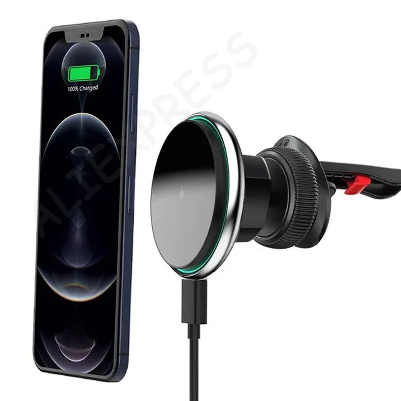 

New15W Magnetic Wireless Car Phone Holder Adjustable 360 degrees Car Charger For iPhone15 14 13 Pro Universal Phone