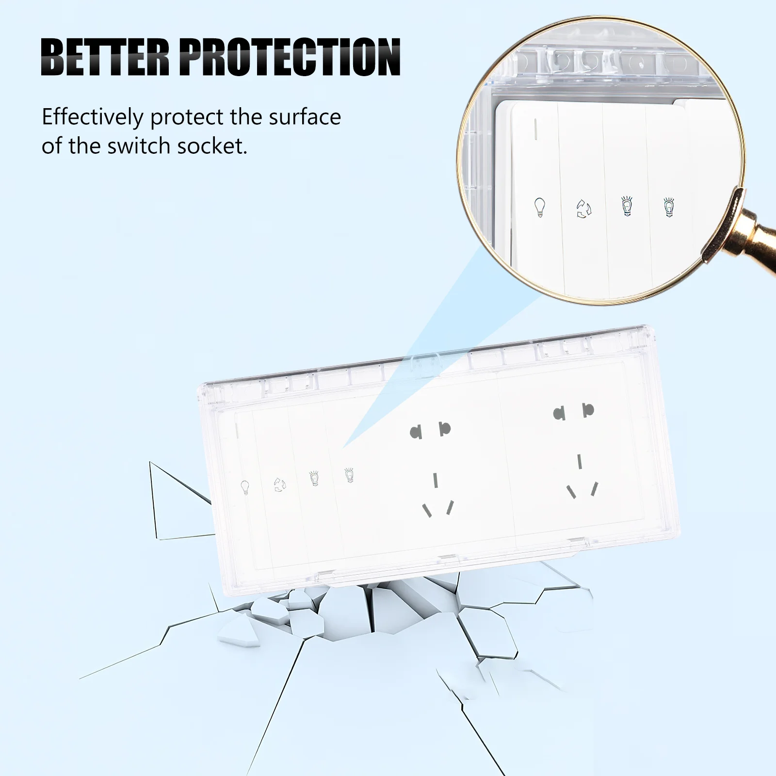 86 Type Triple Ultra Thin Waterproof Wall Outlet Cover for Bathroom Socket Protector Easy Install Self Adhesive