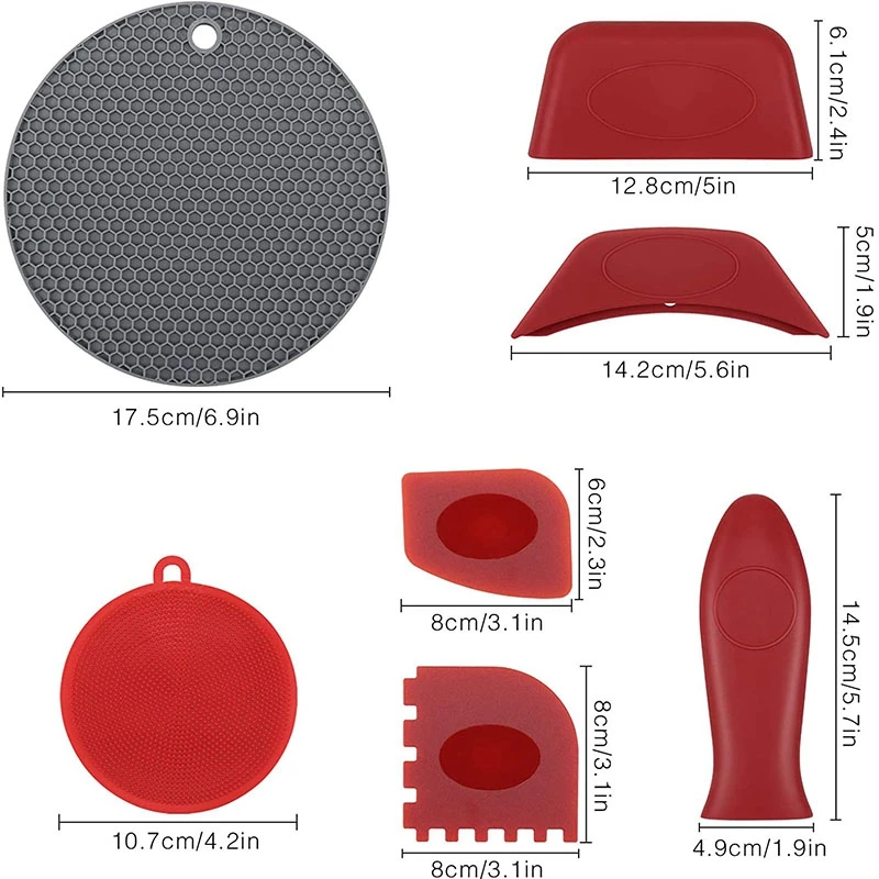 

FAAJ-12 шт., силиконовый чехол для горячей ручки, термостойкий коврик, скребок для кастрюль и силиконовая пластина, губка, сковорода, ручка для посуды