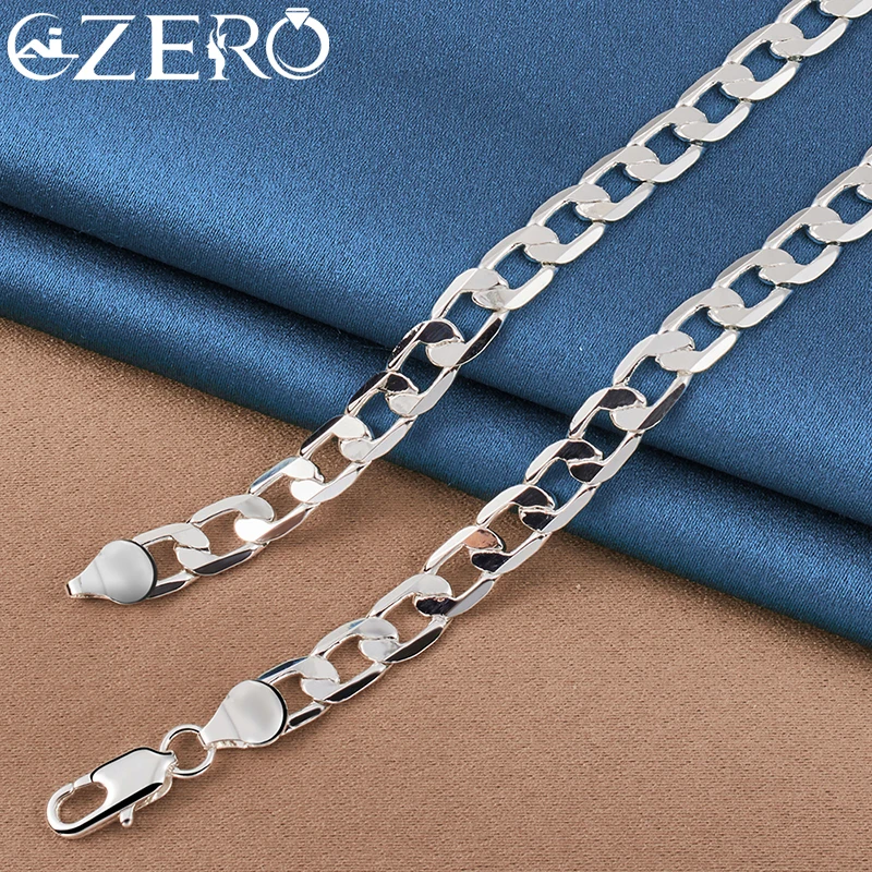 Collana in argento Sterling 925 per uomo 16/18/20/22/24 pollici 8MM catena piatta donna matrimonio fidanzamento festa gioielli di fascino di moda