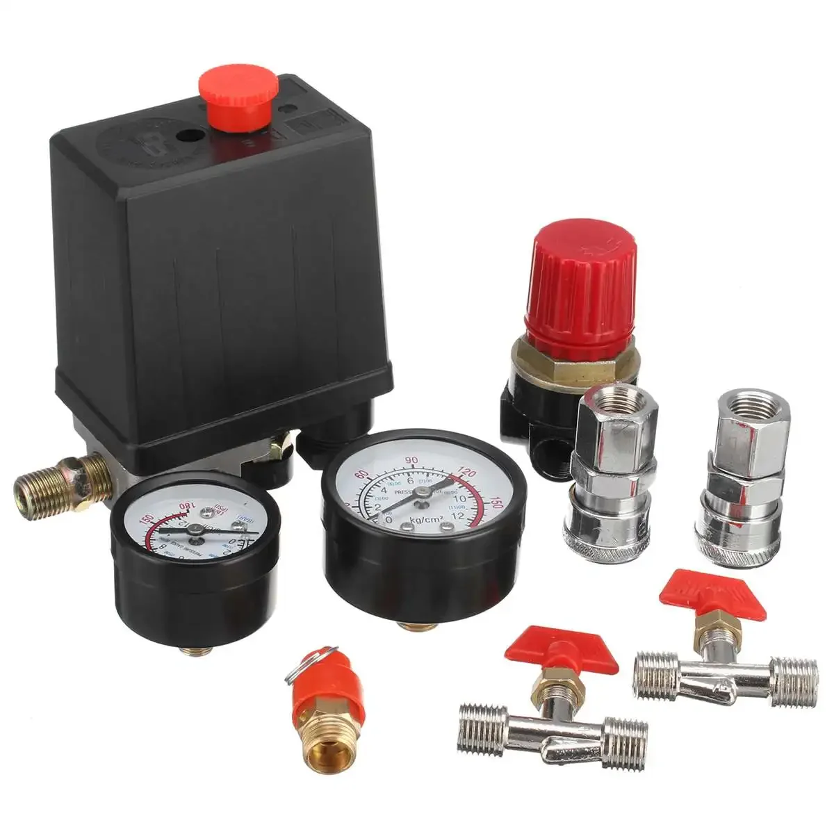 Imagem -05 - Air Compressor Pump Pressure Switch Control Valve Manifold Regulador com Quick Connector Gauges 240v 120psi 95 a 125 Psi