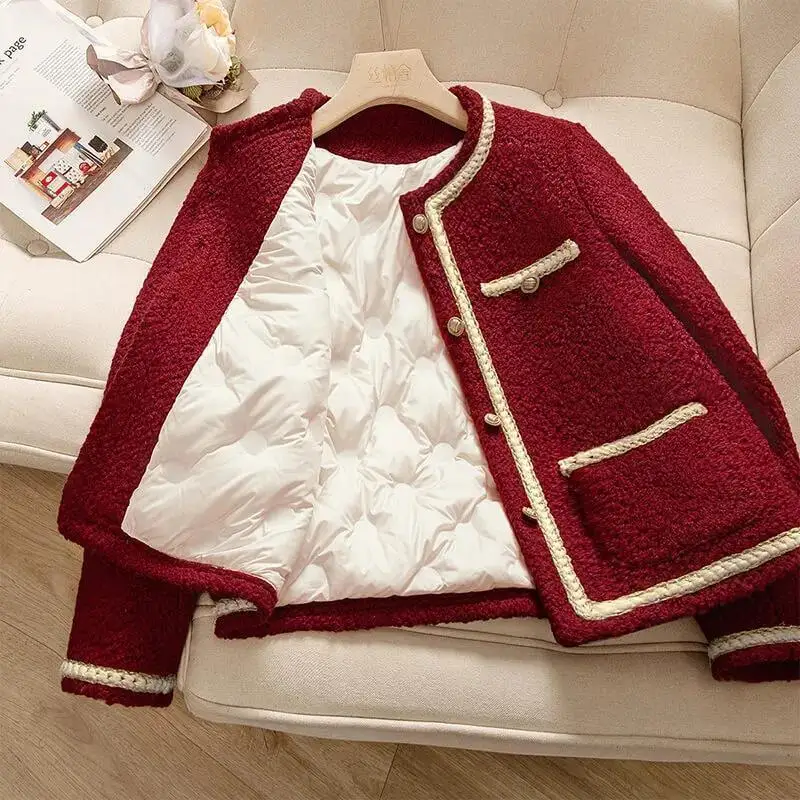 

Твидовый жакет женский, весенний, с завязками, влагоотводящий, для кампуса, удобный, молодежный, базовый, в стиле хипстер, с элементами кэжуал, для путешествий и работы