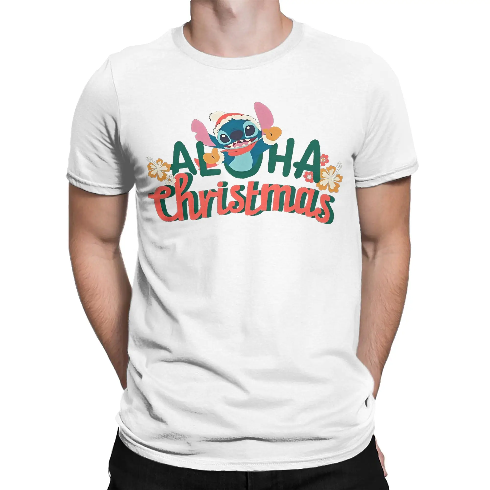 

Men's T-Shirts Stitch Smiling Aloha Christmas Creative 100% Cotton Tees Short Sleeve T Shirt O Neck Clothes New Arrival