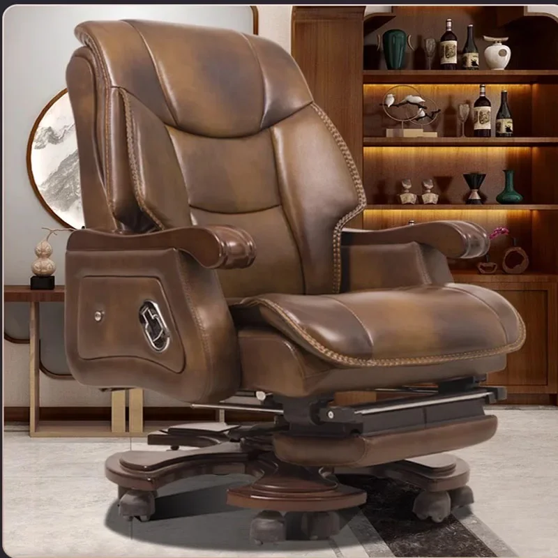 Leather Comfy Office Chairs Recliner Executive Rolling Comfortable Gaming  Work Sillas Luxury Furniture