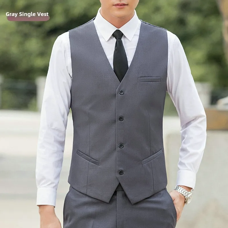 

Spring Autumn New Korean Sle Men's Slim Fit Vest Suit oulder Pad Vest Workwear Best Man Formal Wear Tank Top