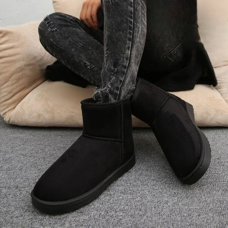 

Couple Winter Snow Boots Men's Thickened Fleece Lined Cotton Padded Slip Resistant Insulated Warm Height Boosting Short Boot
