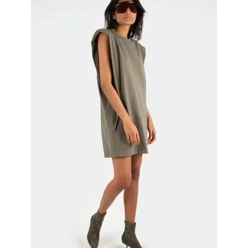 FK@ LUXURY-Padded Short Skirt, Casual Sleeveless Dress, Right Angle, Sleeveless Tank Top, T-shirt Dress, Spring, Summer, 2025