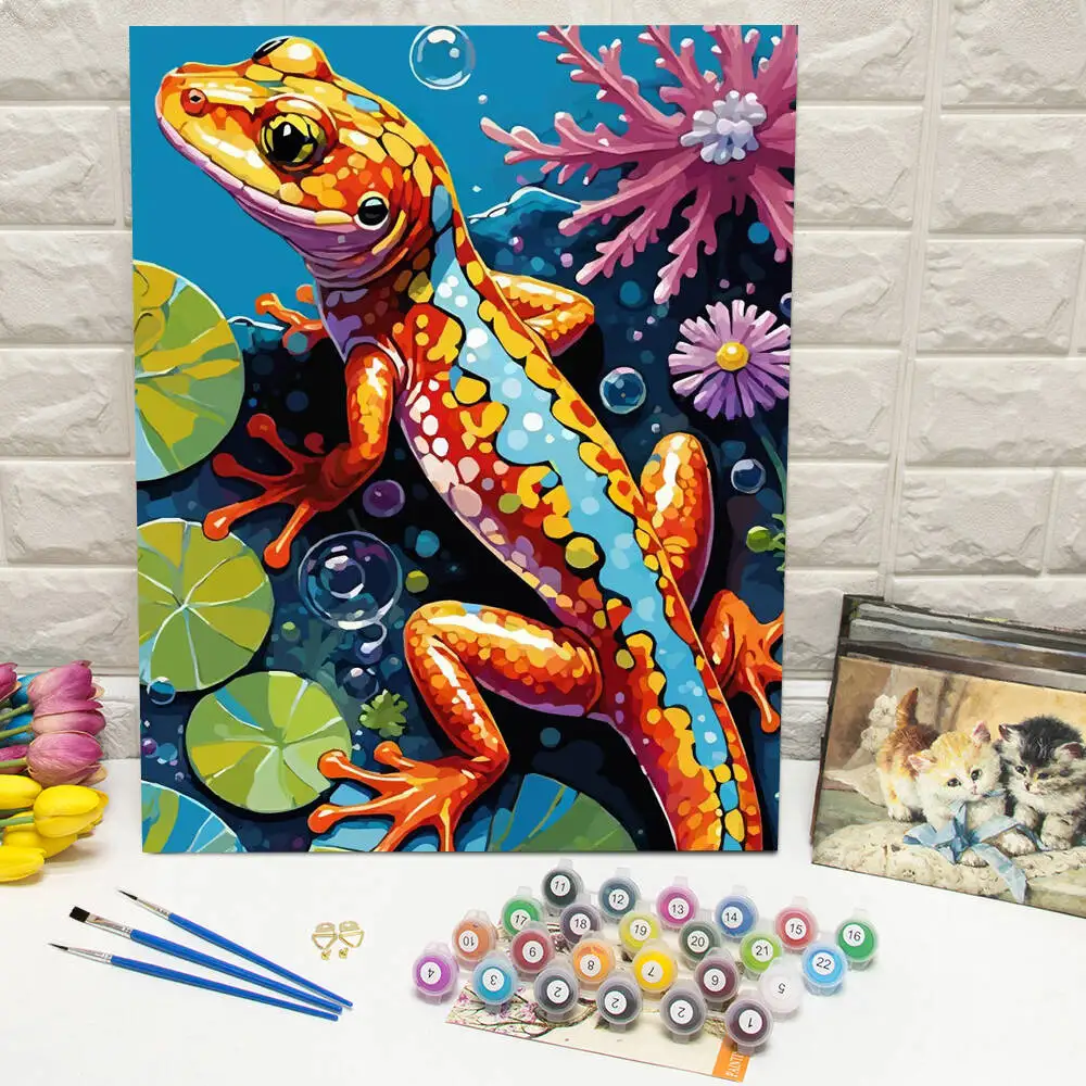 DIY Painting By Numbers Chameleon Handpainted Canvas Painting Animal Digital Oil Painting Canvas Kits Wall Decor Living Room