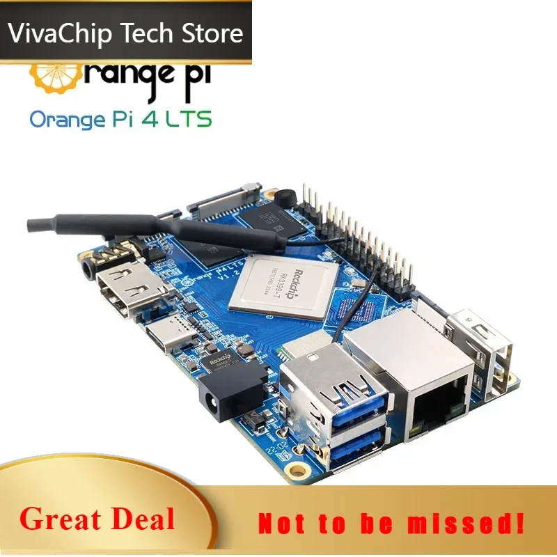 VivaChip TechOrange Pi 4 LTS 3GB Rockchip RK3399-T Multi-OS Dev Board - WiFi+BT5.0+Gigabit Ethernet