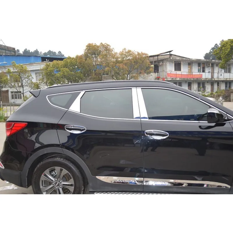 High quality stainless steel window trim cover(a Set of 6pcs) For 2013 2014 2015 2016 2017 Hyundai Santa Fe ix45