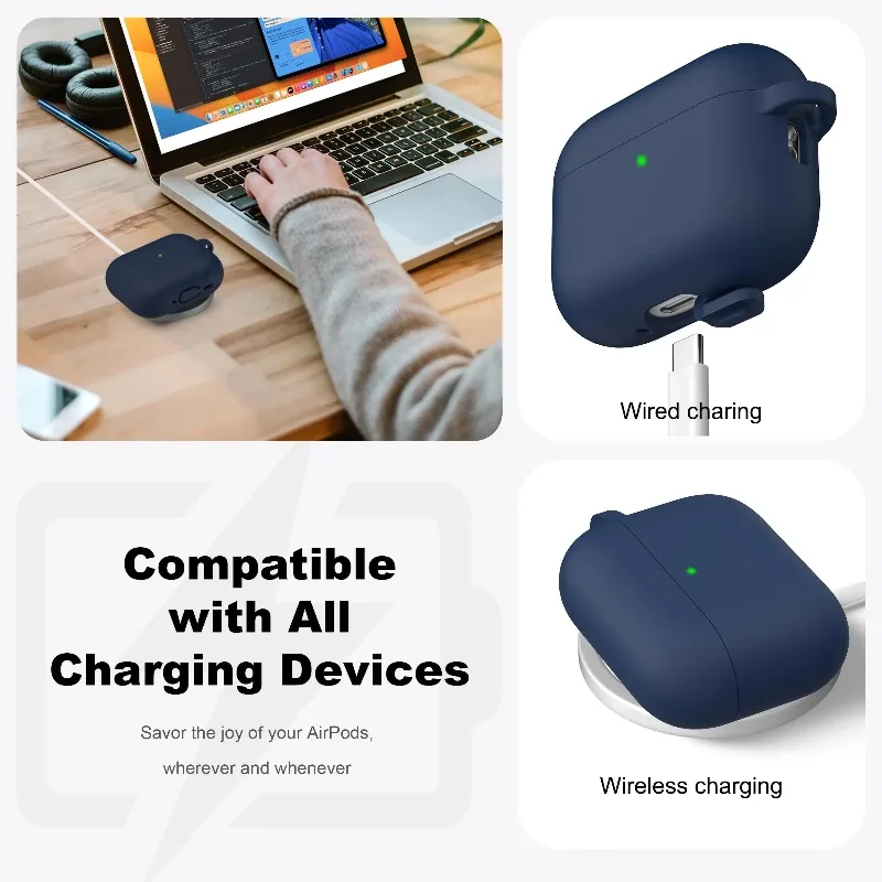 2025 Apple AirPods Pro 3 (6th Gen) Case – 2.5mm Thick Silicone Shockproof Drop-Resistant Earphone Accessory