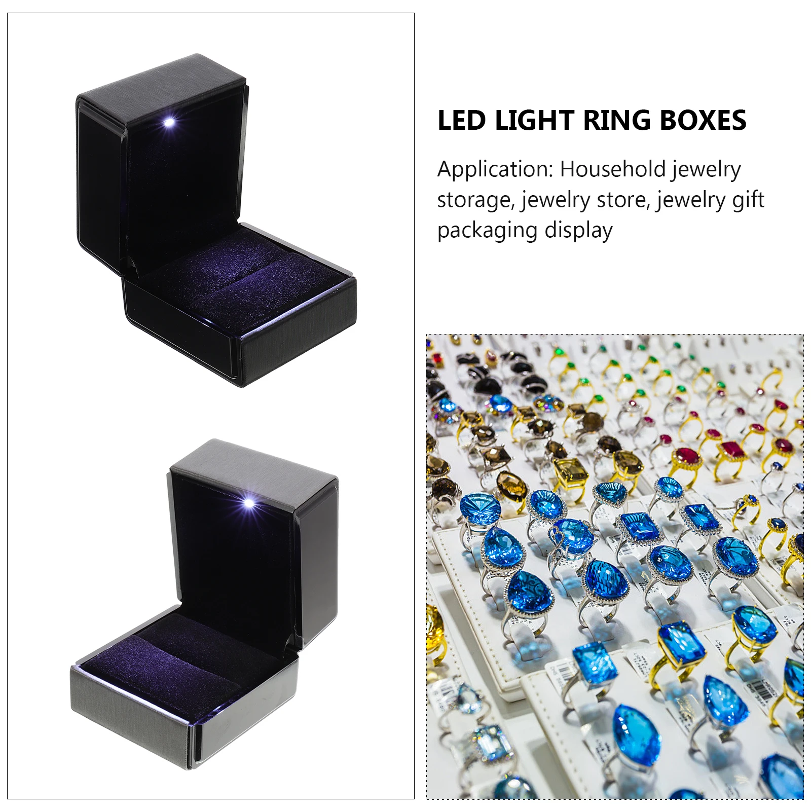 

2 pcs Led Lighted Storage Cases Engagement Ring Boxes Exquisite Jewelry Display Cases Lightweight Brushed Waterproof