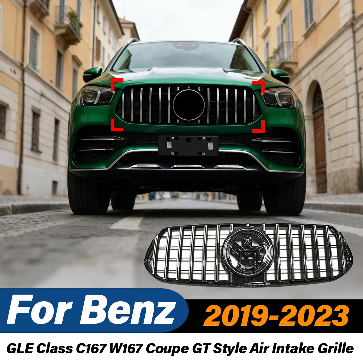 

Для Benz GLE Class C167 W167 Coupe 2019 2020 2021 2022 2023 GT Style Автомобильная передняя воздухозаборная решетка радиатора Комплект модификации кузова