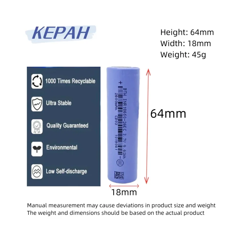 1-20pcs 18650 2600mAh 3.7V lithium-ion rechargeable battery for high power consumption of flash Vaping