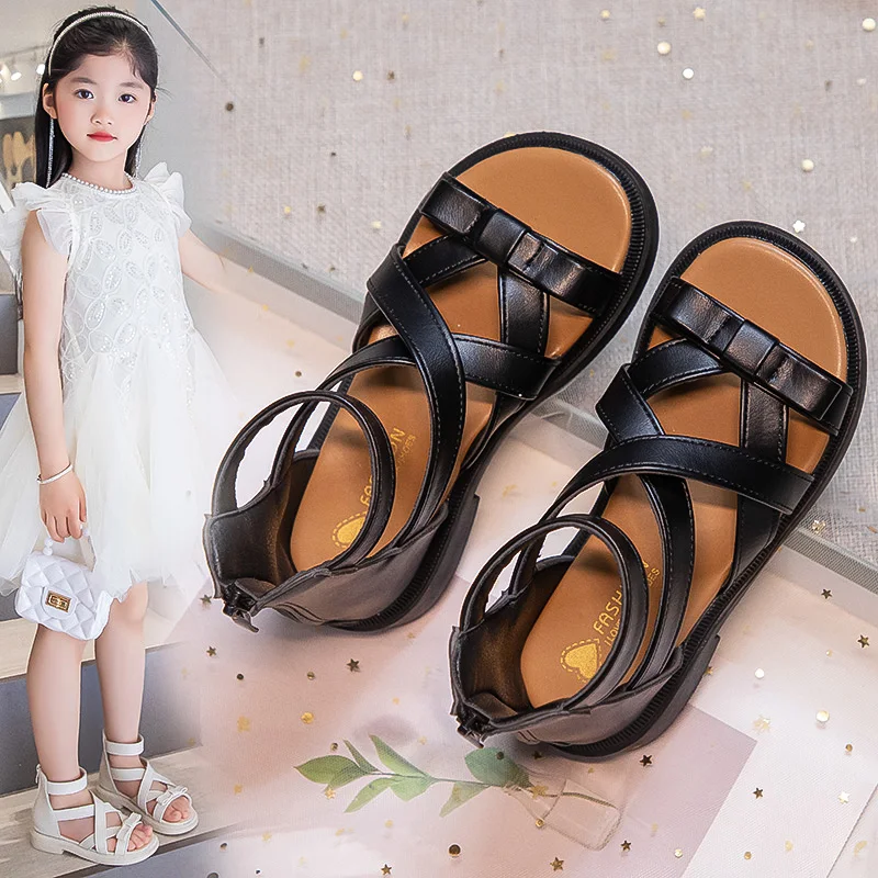 Children's Sandals New 2024 Summer Comfortable Girl Roman Shoes Fashion Casual Open Toe Student Beach Shoes Children's Shoes