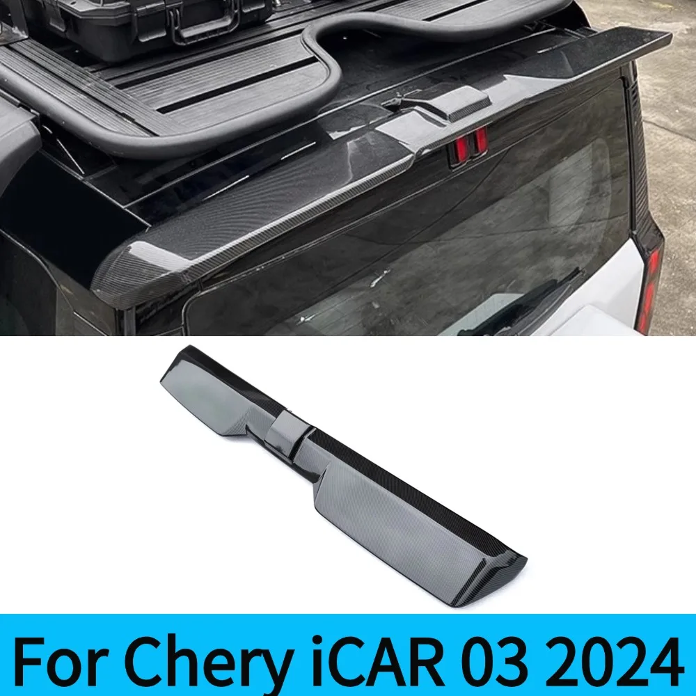 For Glossy Black ABS Plastic Car Spoiler Wing Lip for Chery iCAR 03 2024 Rear Roof Trunk Lid Tail Deflector Exterior Tuning Acce