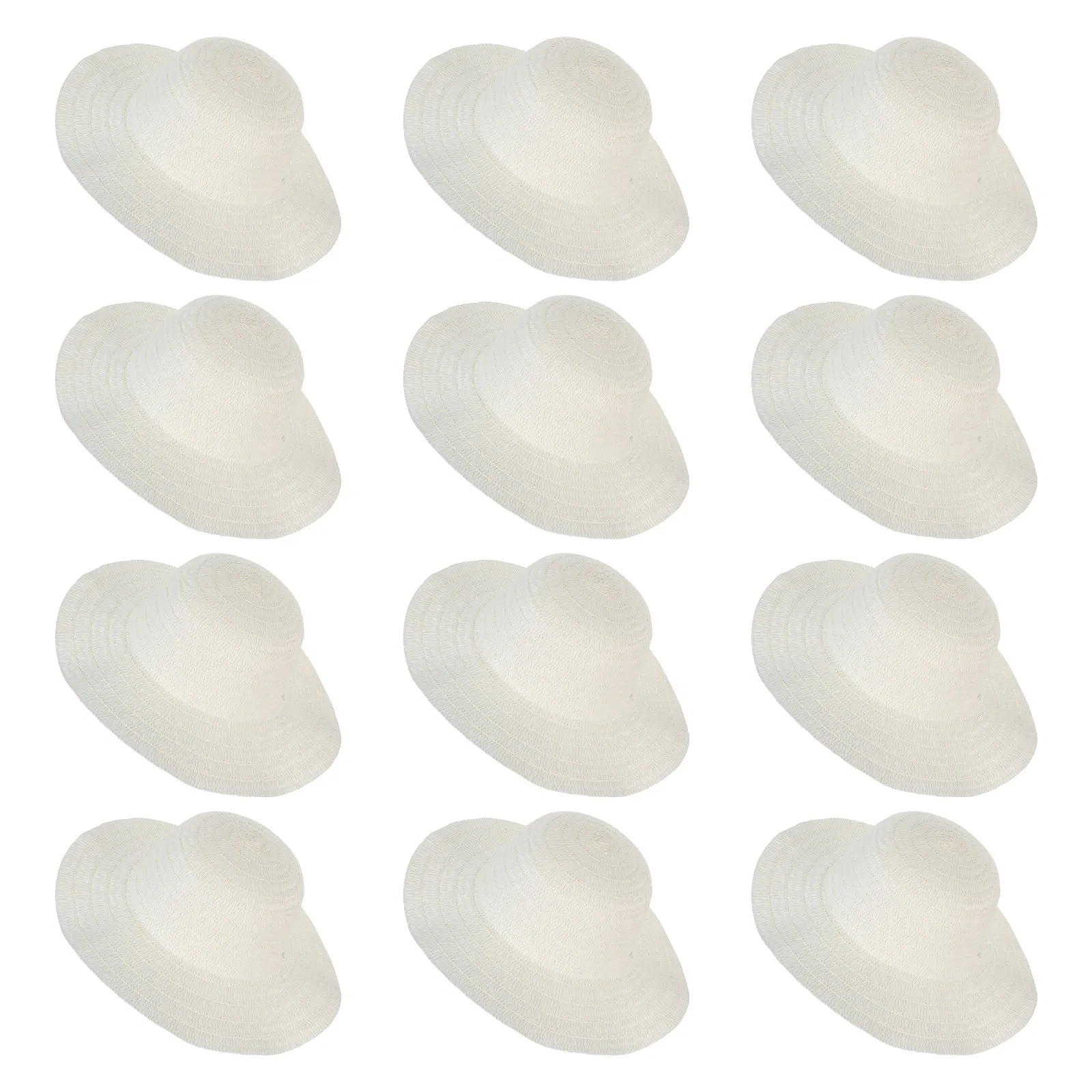 

12 шт. плетеных соломенных шляп-заготовок для рукоделия, для летнего пляжа, фермерских фестивалей, костюмов, декоративных украшений, неокрашенные простые ковбойские шляпы