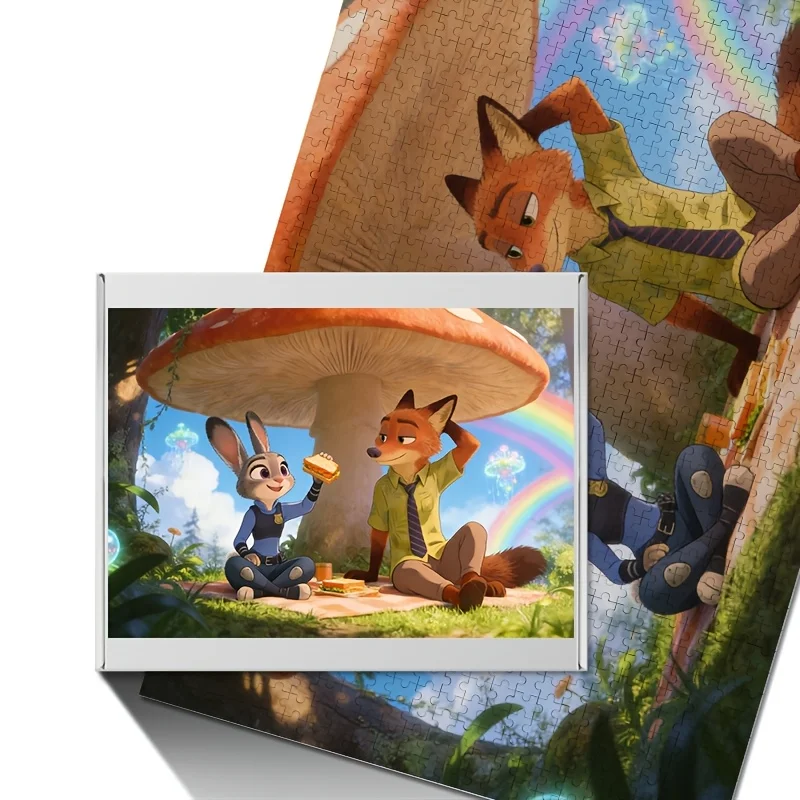 1000 elementów Puzzle z plakatem Disney Zootopia z Judy Hopps i Nickiem Wilde'em |   Idealny do rozrywki domowej, dekoracji wnętrz, idealny prezent dla B