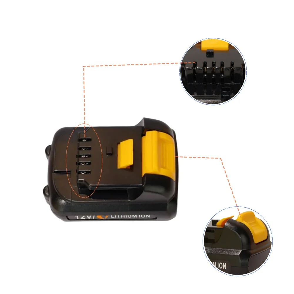 Bateria recarregável do Li-íon para Dewalt, ferramenta elétrica, 12V, 3000, 4000, 5000mAh, DCb120, DCb123, DCb122