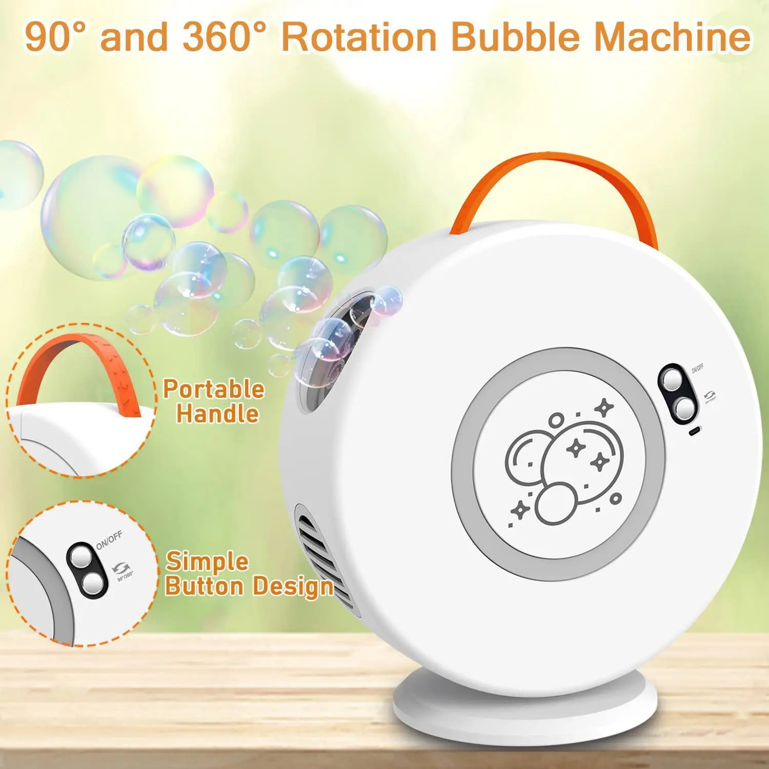 Bubble Machine Toy For Kids Automatic Bubble Blower Rechargeable 360° Rotatable Electric Portable Outdoor Wedding Party Gift