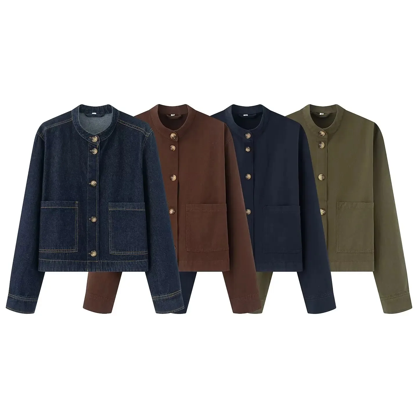 

HH Women's Autumn New Fashion Versatile Solid Twill Jacket Female Single Breasted Pocket Decorative Casual Long Sleeve Coat