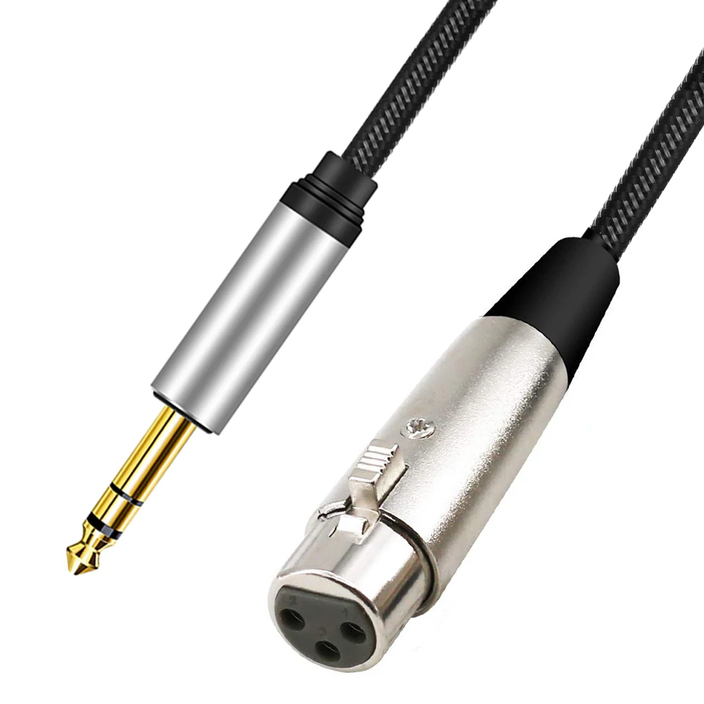 Nku XLR(3-pin) To 1/4 Inch TRS Cable 6.5mm Male To XLR Female Stereo Balanced Cable Interconnect Cord for Guitar Mic Speaker