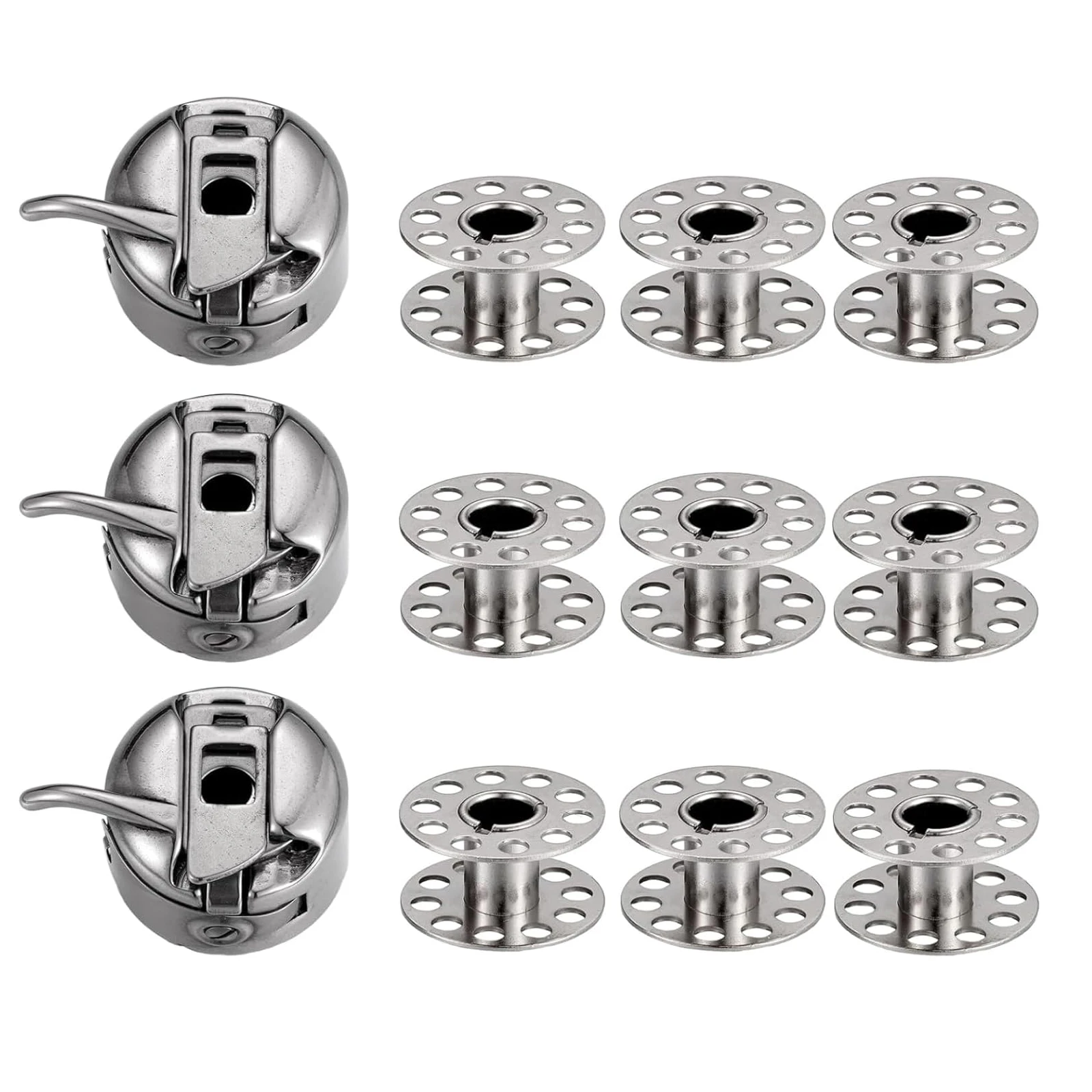 3 Pcs Bobbin Case with 9 Pcs Metal Bobbins For Brother,Janome,Singer,Bernina,Toyata Home Craft Sewing Machine Accessories Tools