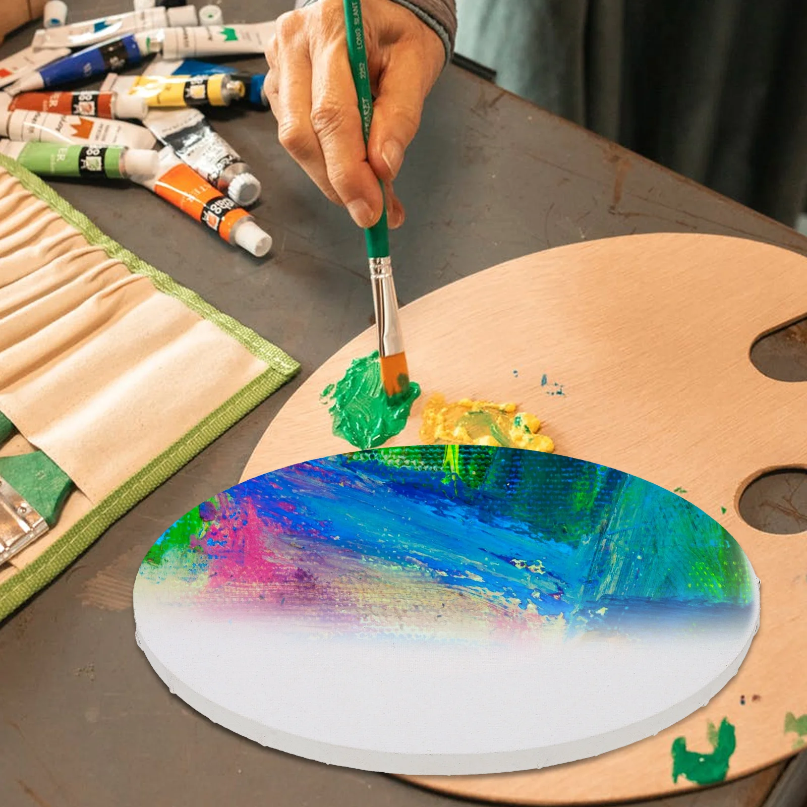 

Oval Oil Painting Canvas Frame White Wood Small Blank Canvases for Students Artists Beginner Craft Home Decoration DIY Mini