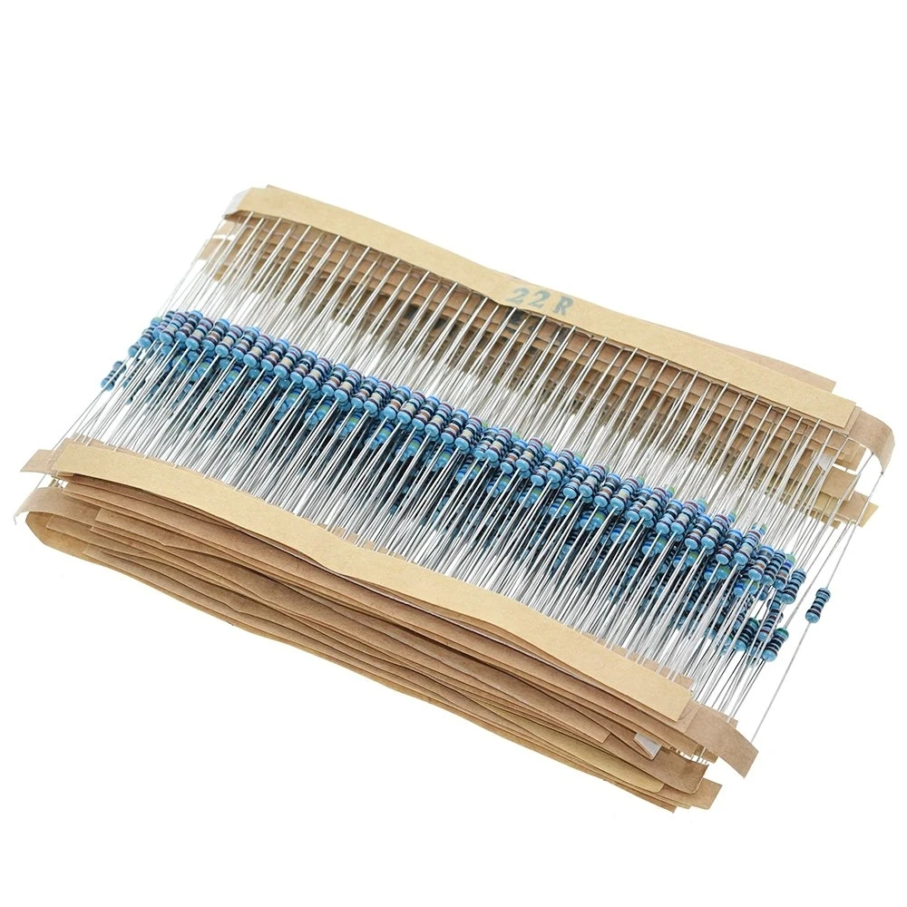600PCS 1/4W ตัวต้านทานฟิล์มโลหะแพ็คความแม่นยํา 1% 10R-1M ค่าความต้านทาน 30 ประเภท,20 ตัวอย่างแพ็คแต่ละ