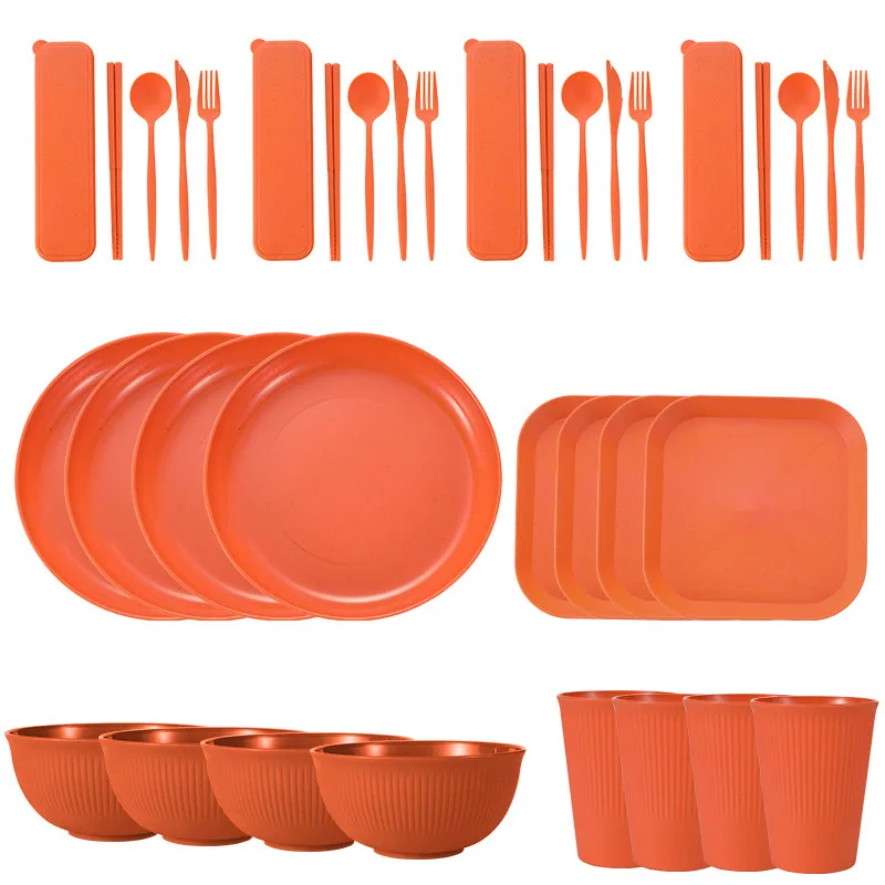36-Piece Wheat Straw Dinnerware Set 8