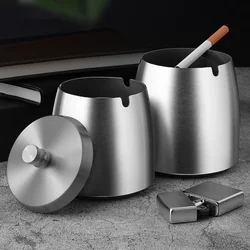 Stainless Steel Ashtray with Lid for Cigarettes Windproof Outdoor Cigar Ashtray Desktop Smoking Ash Holder Accessories