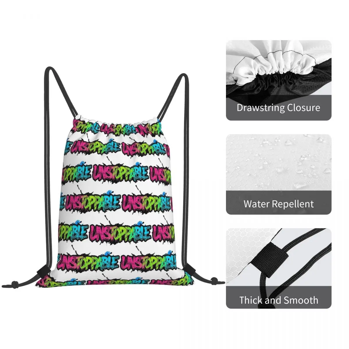 Unstoppable Graffiti Neon Spray Paint Urban Backpacks Multi-function Drawstring Bags Sports Bag Book Bags for Man Woman School