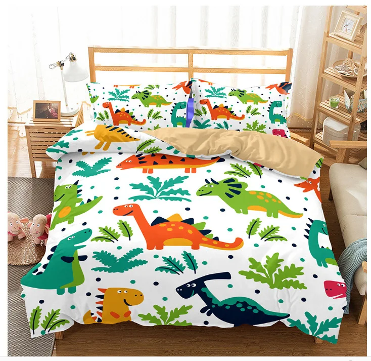 

3D Print Jurassic Period Quilt Cover Set,Cartoon Forest Animal Comforter Cover pillowcase,Soft Microfiber Bedding Sets,Kids Teen