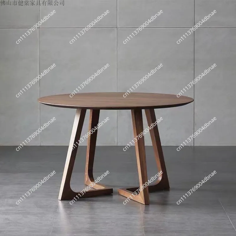 Solid Wood Round Dining Table Simple Casual Negotiation Table Cafe Reception Small Round Table Walnut