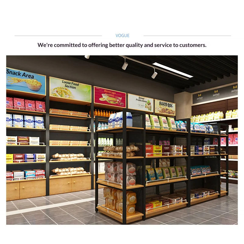 custom.OEM Steel-Wood Supermarket Gondola Rack Single Double Sided Display Stand Retail Store Convenience Shop Shelf Custom Size view 6