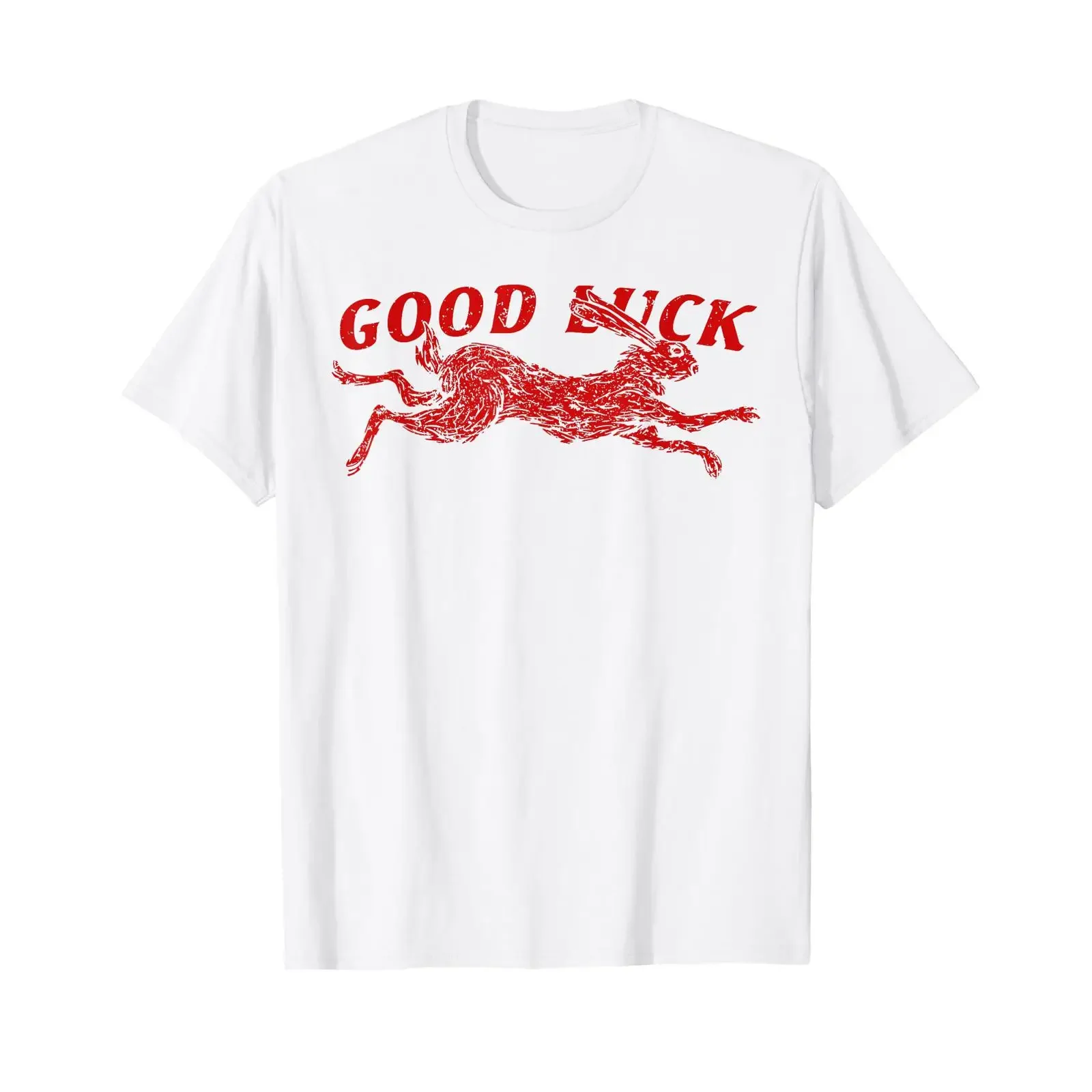 Retro Good Luck Rabbit for Men Girls Women T Shirt vintage Washed Breathable fashion designer clothes homme Comfortable